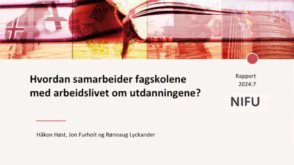 Fagskoler i Norge scorer bra på samarbeid med arbeidslivet om utdanningsinnhold. Fagskoler i Norge scorer bra på samarbeid med arbeidslivet om utdanningsinnhold.